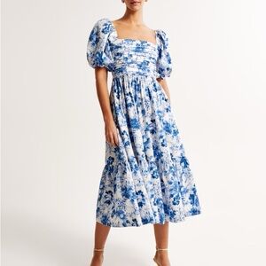 Abercrombie & Fitch Women's Emerson Puff Sleeve Midi Dress